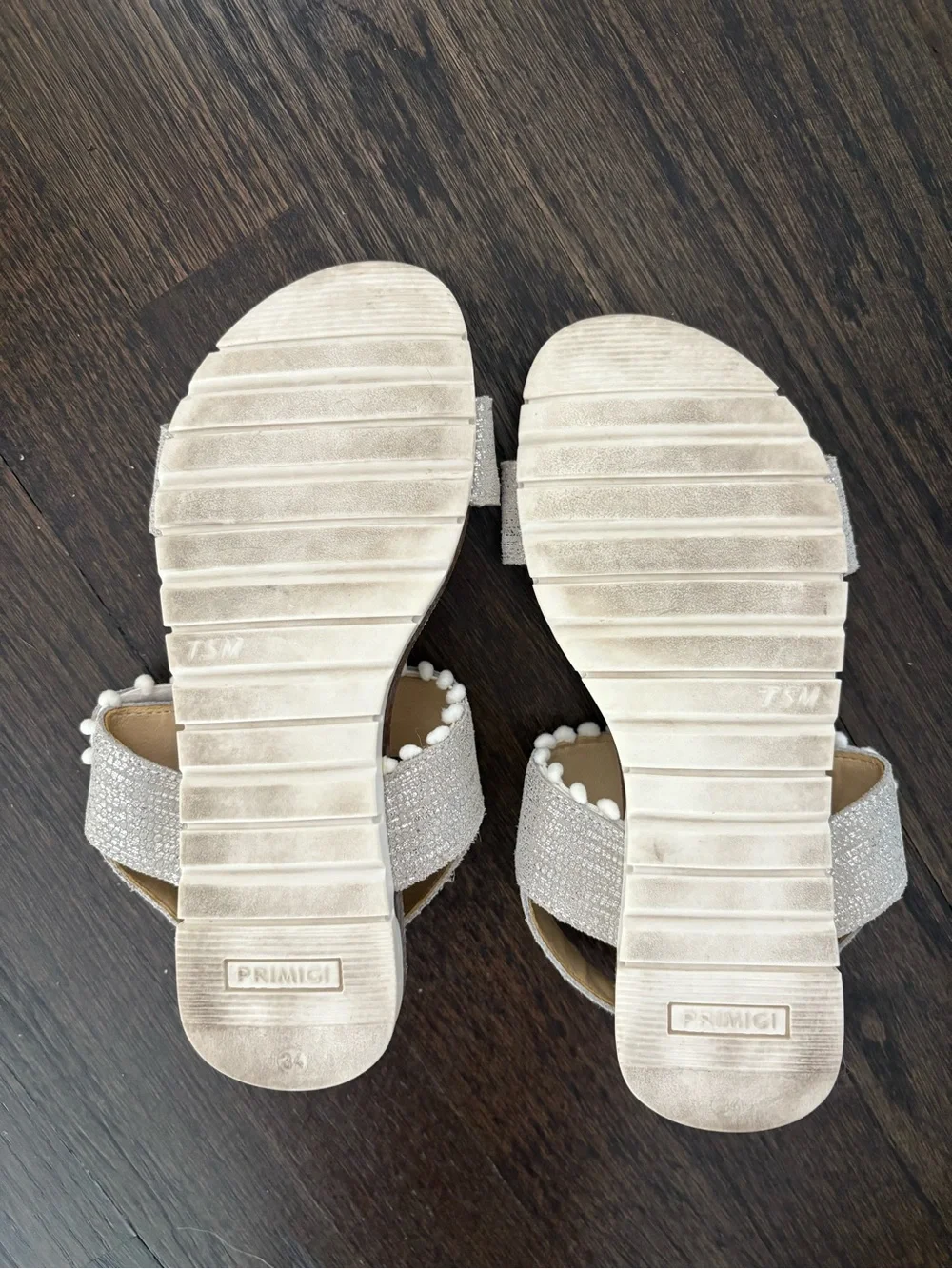 PRIMIGI Girls’ Leather Sandals in Silver Italian Premium Quality Shoes Size 2.5